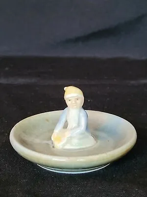 WADE Irish Porcelain RING PIN Trinket Tray DISH W/ LEPRECHAUN Elf GNOME • $20