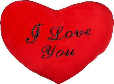 Red Heart Shaped Pillow With I Love You Message Birthday & Anniversary Gift • £11.60