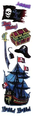 ~ Pirate Ship Ahoy Matey Treasure Hook Jolly Roger Chest Yoho Foil Stickers ~ • £1.55