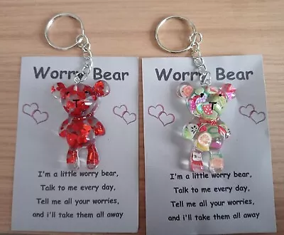 Cute Worry Bear Resin Handmade Gift For Anxiety Unique Personalise • £2.99