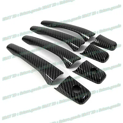 For 02-07 Mitsubishi Lancer EVO Glossy Black Carbon Fiber Door Handle Cover Trim • $25