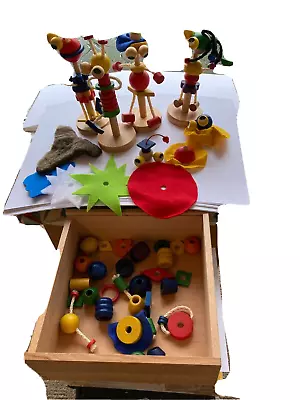 Dusyma Jubidu Family Wooden Mix Match People Aliens Figures Dolls + Wooden Box • £40