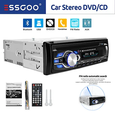 Single 1 Din Car Stereo CD DVD Radio Bluetooth USB SD AUX Audio MP3 FM Player • $57.40