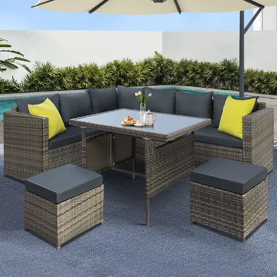 $873.57 • Buy Gardeon 8 Seater Outdoor Dining Set Sofa Wicker Lounge Setting Table Chairs