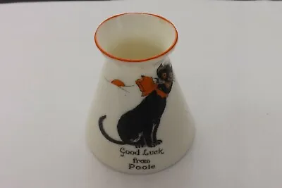 £4.99 • Buy Arcadian Crested China Cat Pot  Good Luck From Poole Lucky Black Cat 6cms High