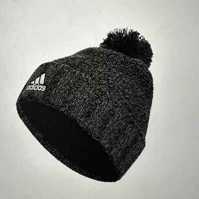 Adidas Mens Recon 3 Ballie Beanie OSFA Lined Hat Pom Pom Dark Grey New W/Tags • $19.95