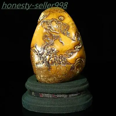 4.2'' Chinese Shoushan Stone Carved Landscape Village Elder Statue Seal Box Set • $493