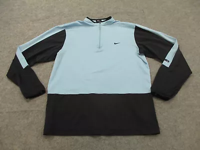 Nike Agassi Sweater Mens Medium Blue Pullover Quarter Zip Tennis Sweatshirt • $39.96