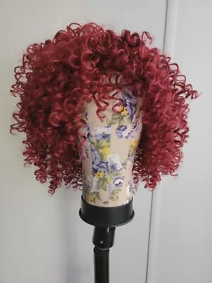  Burgundy Synthetic Curly Wigs Shoulder Length Afro Kinky Curly Wig Women • $12