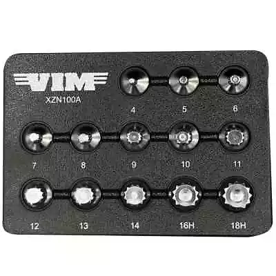 VIM XZN100A S2 Triple Square 3/8  Dr Stubby Bit Driver Socket Set Sz4-18 (13pc) • $66.33