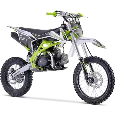 MotoTec X3 125cc 4-Stroke Gas Dirt Bike - Green- 17 Inch Alloy Wheel Kickstart✅ • $1449