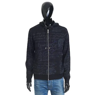 BERLUTI 1520$ Blue Scritto Zip-Up Hoodie - Double Face Wool • $985.50