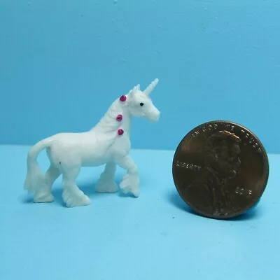 Dollhouse Miniature Plastic Rubber Toy White Unicorn MUL6025 • $1.79