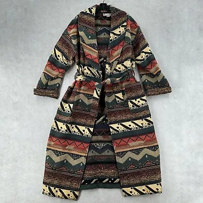 Vintage 90s Starfire Trench Coat Tapestry Jacket Southwest Aztec 2-Pocket • $99.99