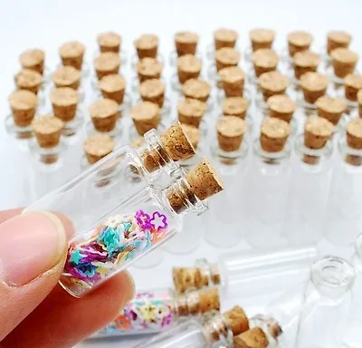 10sets/lot 1ML Mini Charm Glass Bottle Pendant Small Glass Bottle Vial With Cork • $2.75