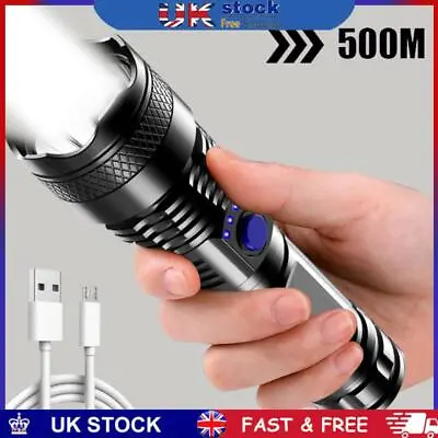 LED Powerful Flashlight 3 Gears IPX4 Waterproof Work Flashlight Outdoor Lighting • £7.19