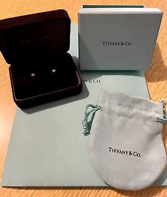 Tiffany & Co. 0.40 Ct Diamond Solitare Earrings Platinum Screw Back E / VS1/VS2 • $2489.10