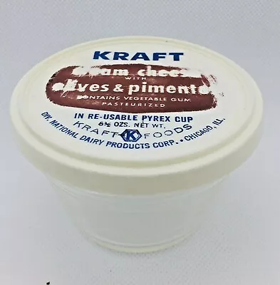 Vintage Pyrex Kraft Cream Cheese Olives & Pimento Reusable Cup Lid 5.5 Ounces • $11.49