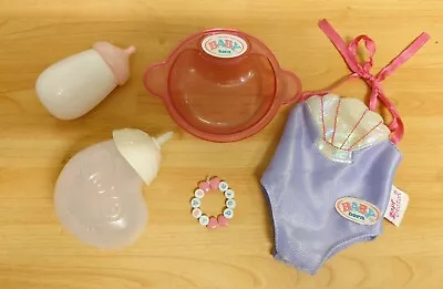 Zapf Creations Set -Baby Born Dish Bottle Bracelet & Swimsuit Annabell Bottle • £3.50