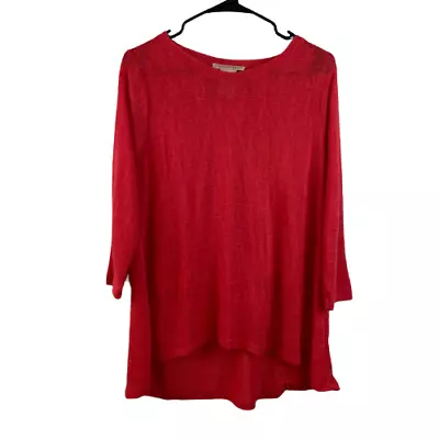 Philosophy By Republic Women's Medium Red Knit Blouse Tunic 3/4 Sleeve • $12.99