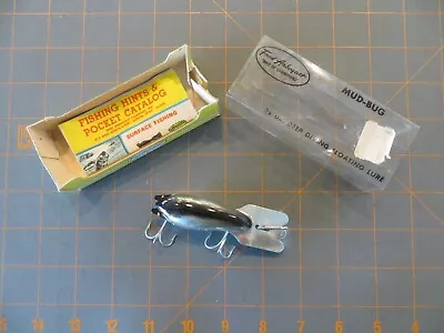 Vintage Mint In Box Fred Arbogast Mud Bug - Chrome & Black - 3 1/2 Inch • $12