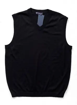 Hart Schaffner Marx Men's  SZ M Fine Merino Wool V-Neck Sweater Vest Black • $27.99