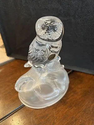 Vintage Lead Crystal Owl On Frosted Base Cristal D'Arques France Durand 24% • $29.65