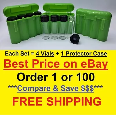 4x 1oz Gold Vials & Storage Carry Case Dredge Panning Mining Prospect GREEN 001 • $6.45