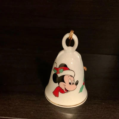 $16.99 • Buy Disney Vintage Japan Christmas Ornament Mickey Mouse Santa Mini Porcelain Bell