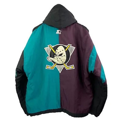 VTG 90’s NHL Anaheim Mighty Ducks Starter Pull Over Rare Bomber Jacket Size M • $299.99