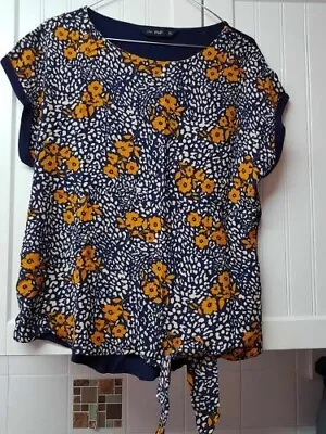 Ladies  F+F Navy/Mustard Top  Size 12   Excellent Condition • £3