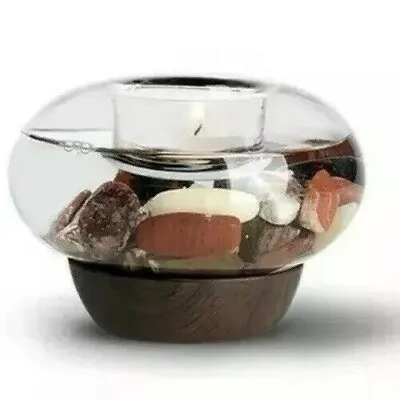 VUNDER Tahiti Hand Blown Glass Votive Fillable Tea Light Holder 4.25  H X 6  W • $28.87