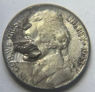 1943-P War Nickel. Major Obverse Lamination Peel • $70