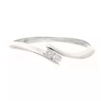 $249.03 • Buy 9Carat White Gold 0.10ct Diamond Two-Stone Ring (Size P) 6mm Widest