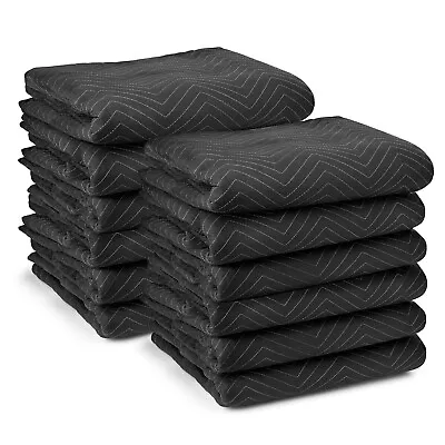 Moving Blankets 80  X 72  Pro Economy - 12 Pack - Black Shipping Furniture Pads • $49.99