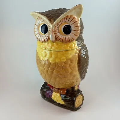 80s DAVIDS COOKIES Kitchen Collectable Ceramic OWL Biscuit JAR Canister 10.5”  • $19.72