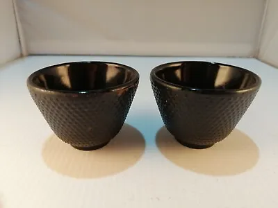 Black Polka Dot Japanese Cast Iron Tea Cups Set Of 2 • £4.49