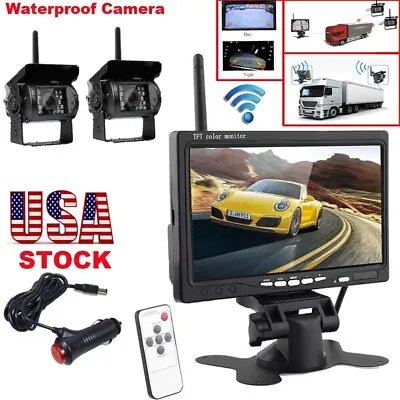 For RV Truck Bus Wireless Backup Rear View Camera System 7  Monitor Night Vision • $51.99