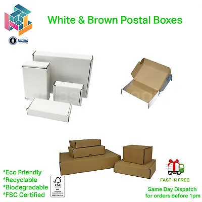 White Or Brown Shipping Cardboard Boxes Postal Mailing Gift Packet Small Parcel • £195