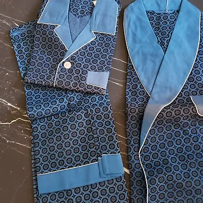 Brand New Men's Vintage Chinese Cotton Pajama Robe Set - Blue • $87.43