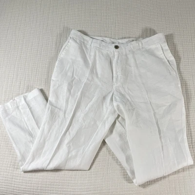 $16.99 • Buy Tasso Elba Mens 100% Linen Pants 34x30 Flat Front Straight Leg Beach Chinos FLAW