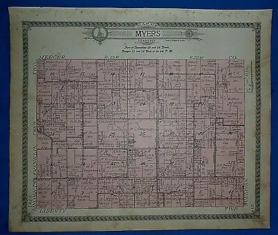 1915 Plat Map ~ MYERS Twp. GRUNDY Co. MISSOURI ~ Genealogy Ancestry Land Title • $34