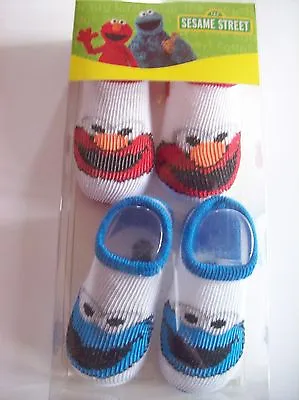 Sesame Street Crib Shoes/Booties/Two Pair Sz OSFM Elmo /Cookie NIB • $10.99