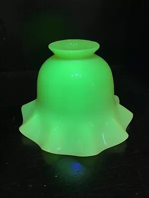 Antique Vintage Uranium Vaseline Glass Opalescent Tulip Lamp Light Shade • $155