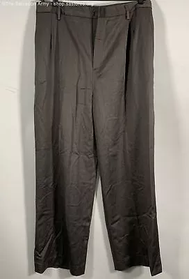 NWT Linda Allard Tracy Brown Men's Taupe Straight Leg Wool Dress Pants Size 16 • $19.99