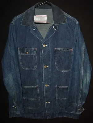 Vintage Indigo Denim Work Jacket Sears Barn Chore Railroad Medium 38-40 • $99