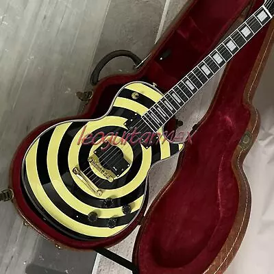 Yellow Black Zakk Wylde LP Bullseye Electric Guitar Gold Hardware+Hardcase • $357.59