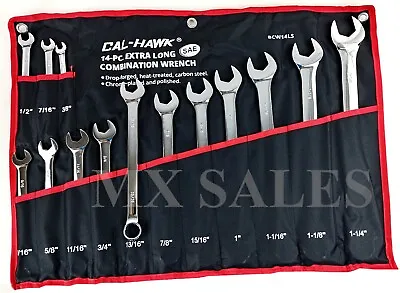 14pc Extra Long Combination Wrench Set Sae Cr-v  3/8  - 1-1/4  W/ Pouch • $64.99