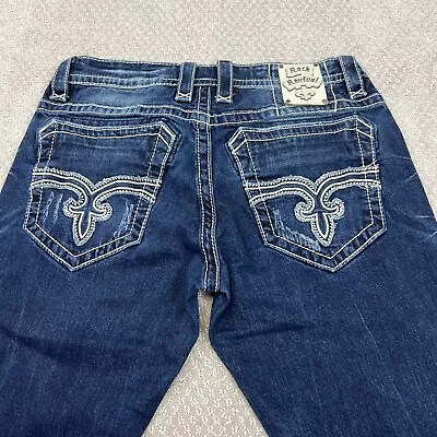 Rock Revival Men’s Andy Straight Denim Jeans Size 34x33 Medium Wash Whiskered • $49.99