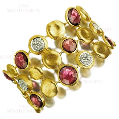 MARCO BICEGO Jaipur Diamond Garnet 18K Yellow Gold 3-Row Bracelet • $8500